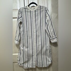 Lequipe Made in Japan Women 38 US 8 Striped Button-Down Dress-Shirt Ling Sleeve